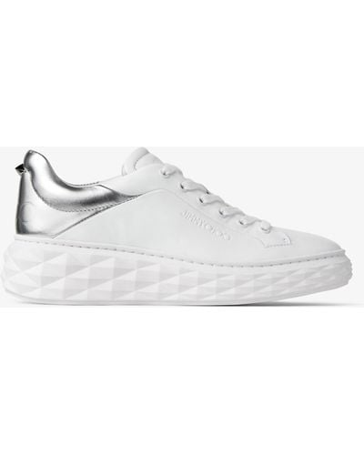 Jimmy Choo Diamond Maxi Brand-embossed Leather Low-top Sneakers - White