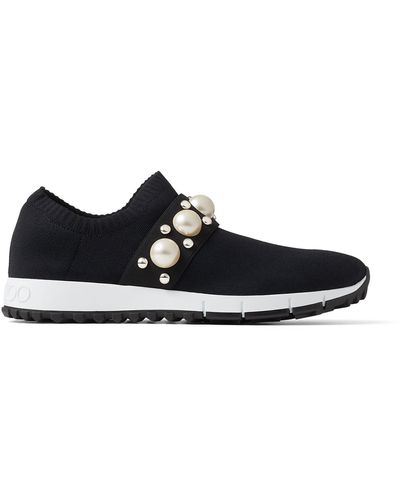 Jimmy Choo Verona Black Knit Trainers With Pearls And Studs - Multicolour