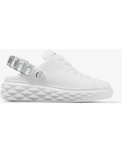 Jimmy Choo Diamond Sling Crystal-embellished Leather Low-top Sneakers - White