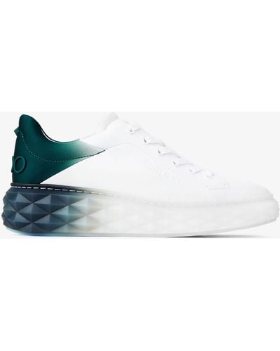Jimmy Choo Diamond Maxi Logo-embossed Leather And Woven Low-top Sneakers - White