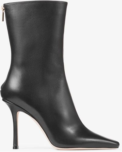 Jimmy Choo Agathe 100 Leather Ankle Boots - Black