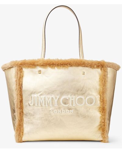Jimmy Choo Avenue Tote Bag Gold/caramel/ecru/light Gold One Size - ナチュラル