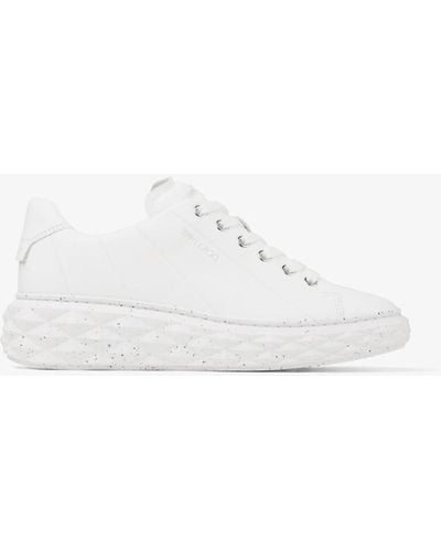 Jimmy Choo Diamond Light Maxi/f Metallic Leather Platform Low Top Sneakers - White