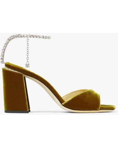 Jimmy Choo Saeda sandal block heel 85 - Mettallic