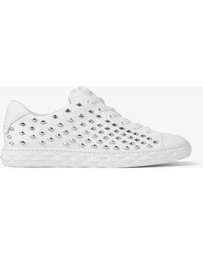 Jimmy Choo Diamond Light Embellished Leather Low-top Trainers - White