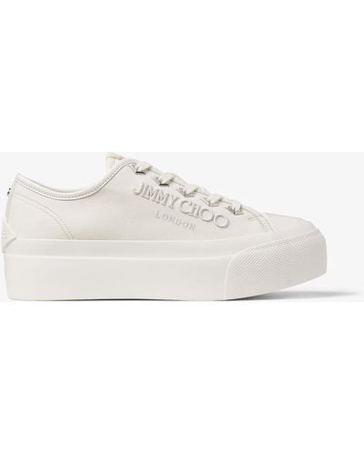 Jimmy Choo Palma Maxi Logo-embroidered Canvas Low-top Sneakers - White