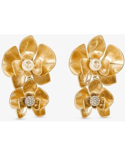 Jimmy Choo Embellished Petal Double Earrings - Metallic