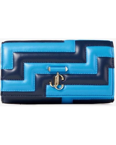 Jimmy Choo Leather Avenue Wallet On Chain - Blue