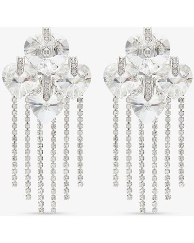 Jimmy Choo Crystal-embellished Heart Drop Earrings - White