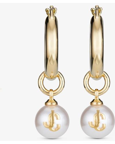 Jimmy Choo Pearl Hoops Gold/white One Size - メタリック