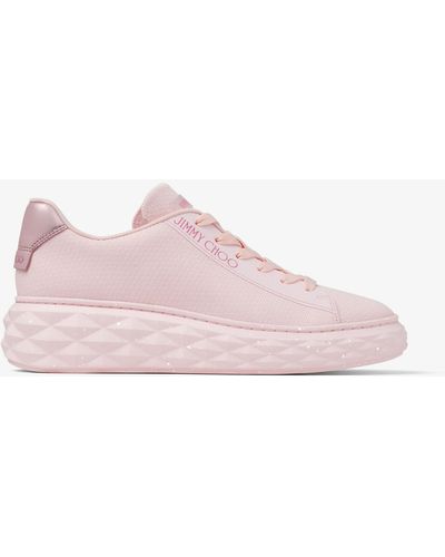 Jimmy Choo Diamond Light Maxi Logo-embroidered Knitted Trainers - Pink