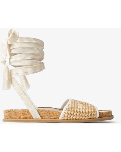 Jimmy Choo Gal Embroidered Leather-trimmed Raffia Sandals - Multicolour