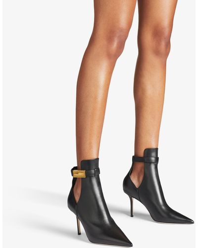 Jimmy Choo Nell 85 Leather Bootie - Black
