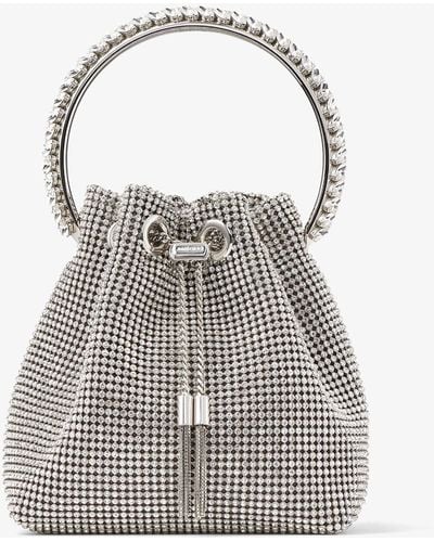 Jimmy Choo Bon Bon Crystal-embellished Mesh Top-handle Bag - Grey
