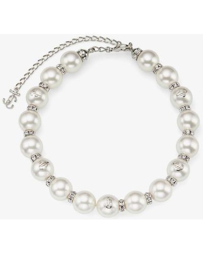 Jimmy Choo Pearl Crystal Choker Silver/white/crystal One Size - メタリック