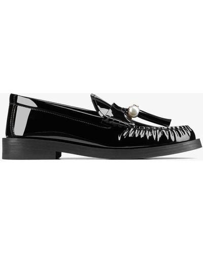 Jimmy Choo Patent Leather Addie Loafers - Black