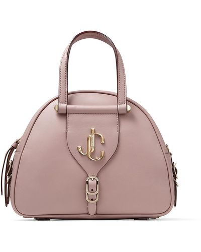 Jimmy Choo Varenne Bowling/s Mauve Calf Leather Bowling Bag With Gold Jc Logo - Pink
