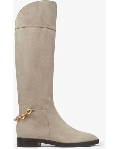 Jimmy Choo Nell Knee Boot Flat Taupe 38 - ブラウン