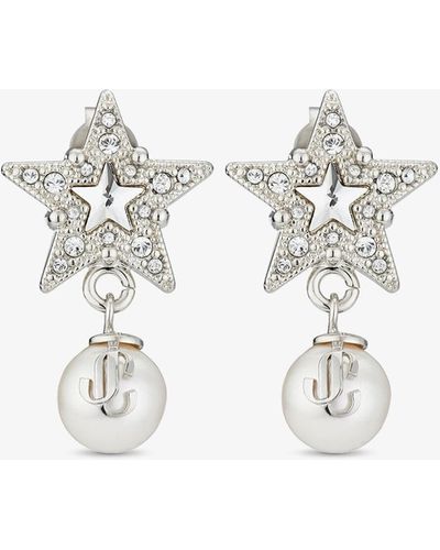 Jimmy Choo Crystal Star Earrings Silver/white/crystal One Size - メタリック
