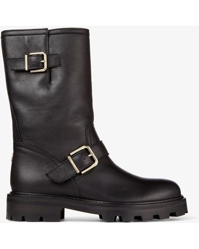 Black biker top boots womens