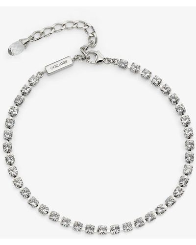 Jimmy Choo Saeda Anklet Silver/crystal One Size - メタリック