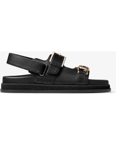 Jimmy Choo Elyn Flat Leather Sandals - Black