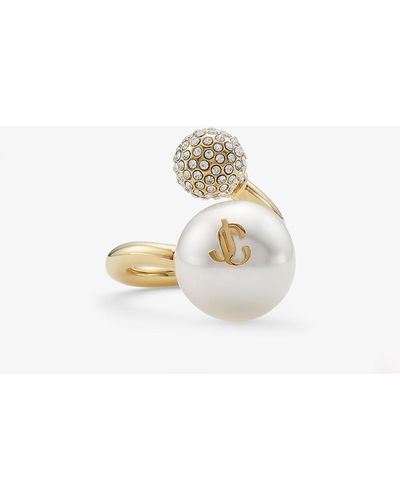Jimmy Choo Auri Ring Gold/white/crystal S - メタリック