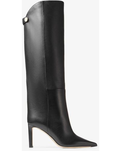 Jimmy Choo Alizze Pointed-toe Leather Knee-high Boots 7. - Black