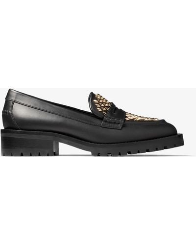 Jimmy Choo Deanna Stud-embellished Loafers - Black