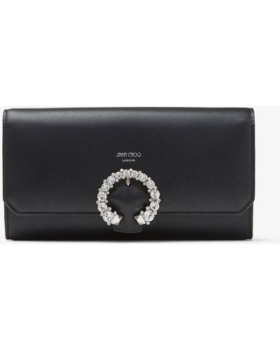 Jimmy Choo Crystal Embellished-buckle Leather Wallet-on-chain - Black