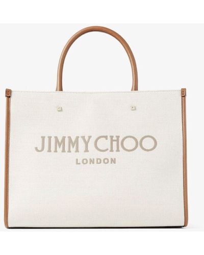 Jimmy Choo Avenue Medium Recycled-cotton Canvas Tote Bag - Natural