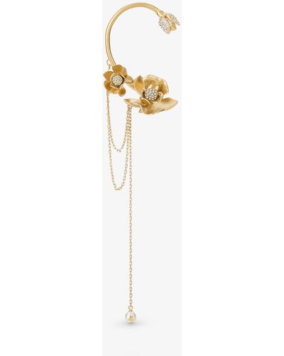 Jimmy Choo Right Petal Earcuff Gold/white/crystal One Size - ホワイト