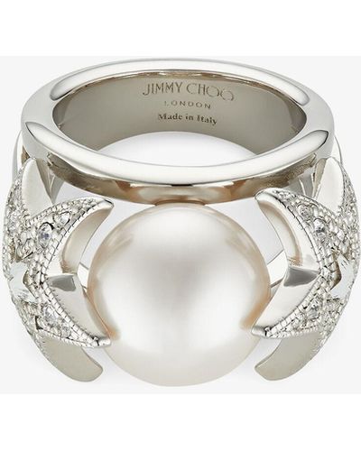 Jimmy Choo Crystal Star Ring Silver/white/crystal S - メタリック