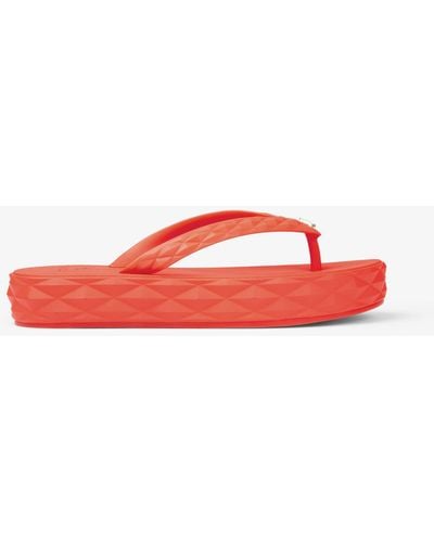 Jimmy Choo Diamond Platform Rubber Flip-flops - Red