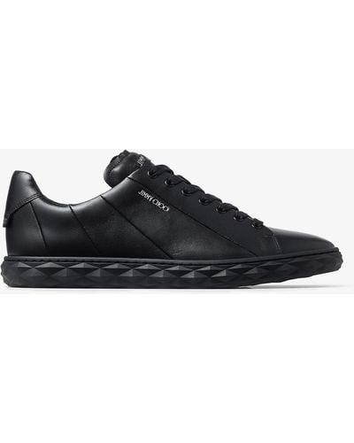 Jimmy Choo Diamond Light Branded Leather Low-top Trainers - Black