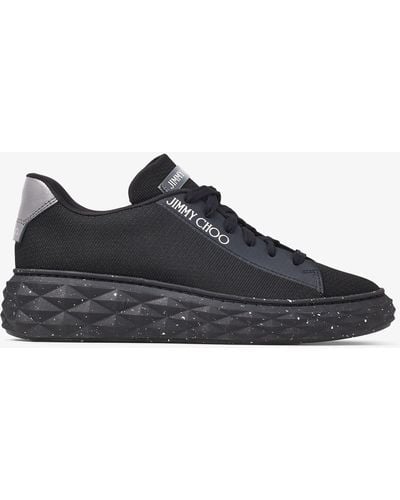 Jimmy Choo Diamond Light Maxi Logo-embroidered Knitted Low-top Sneakers - Black