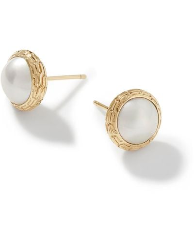 John Hardy Pearl Stud Earring In 18k Gold - Metallic