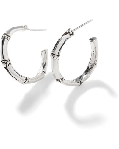 John Hardy Bamboo J Hoop Earrings In Sterling Silver - White