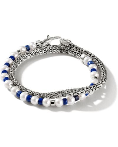 John Hardy Colorblock Wrap Bracelet In Sterling Silver, Large - Blue