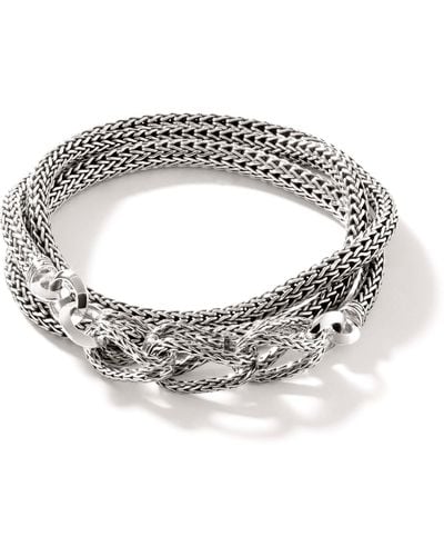 John Hardy Asli Link Triple Wrap Bracelet In Sterling Silver - Metallic