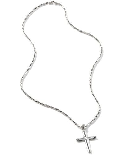 John Hardy Cross Pendant Necklace In Sterling Silver - White