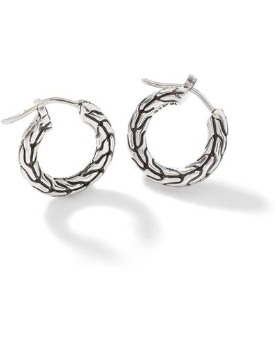 John Hardy Carved Chain Extra Small Hoop Earring In Sterling Silver/18k Gold - Metallic