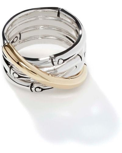 John Hardy Bamboo Crossover Ring In Sterling Silver/18k Gold - Metallic