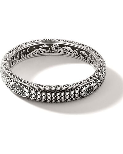 John Hardy Carved Chain Hinged Bangle In Sterling Silver, Medium - Metallic