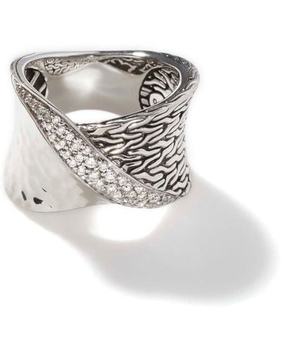 John Hardy Carved Chain Twisted Ring In Sterling Silver - White