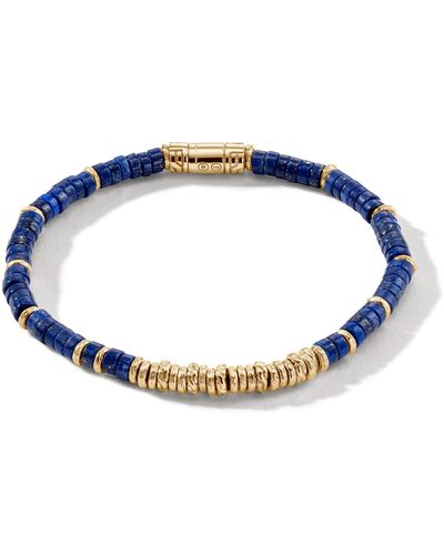 John Hardy Heishi 4mm Beaded Bracelet In 14k Gold - Blue