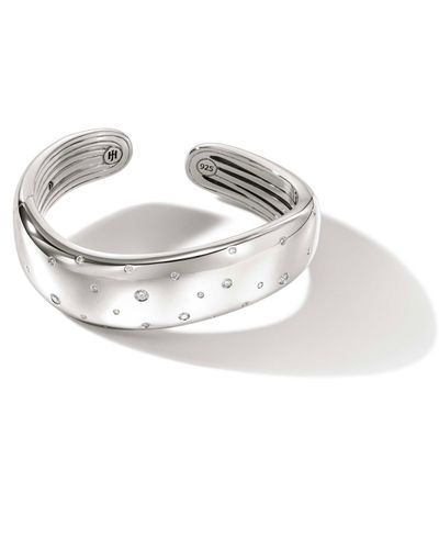 John Hardy Surf 18.5mm Diamond Kick Cuff Bracelet In Sterling Silver - Metallic