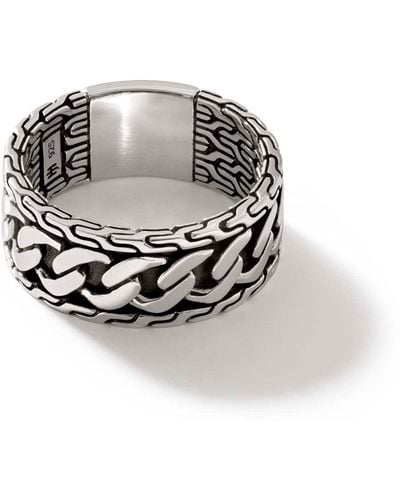 John Hardy Curb Link Band Ring In Sterling Silver - Metallic