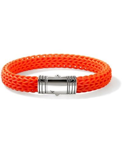 John Hardy Pusher Clasp Bracelet, 10mm In Sterling Silver, Orange, Medium - Red