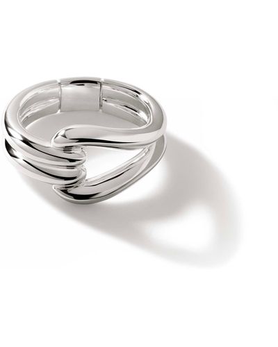 John Hardy Surf Link Ring In Sterling Silver - White